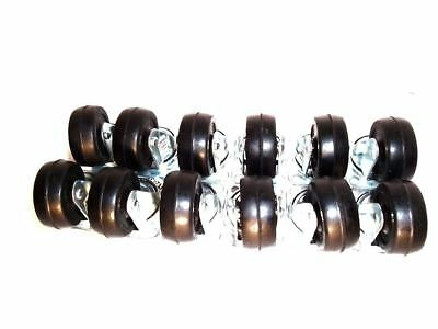 12 Pc 2" Swivel Caster Wheel  Top Plate With Ball Bearings Hard Rubber Wheels