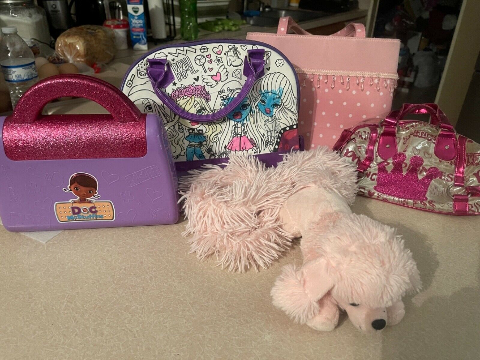 5 Piece Lot Little Girls Handbags Pink Toy Poodle Bratz Doc Mcstuffens
