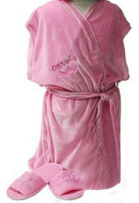 Oh La La Spa Day Pink Robe And Slipper Set Childs Dress Up Medium New