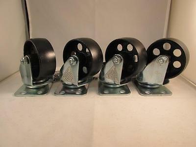 (4) 3" Steel Swivel Wheels Caster Casters 330 Lb Rated Capacity Each