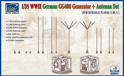 Riich Models Re30014 1/35 Wwii German Gg400 Generator & Antenna Set W/pe (2pcs)