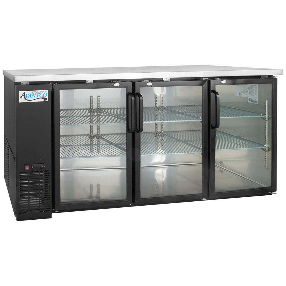 73" Black Counter Height Narrow Glass Door Back Bar Refrigerator With Led Lighti