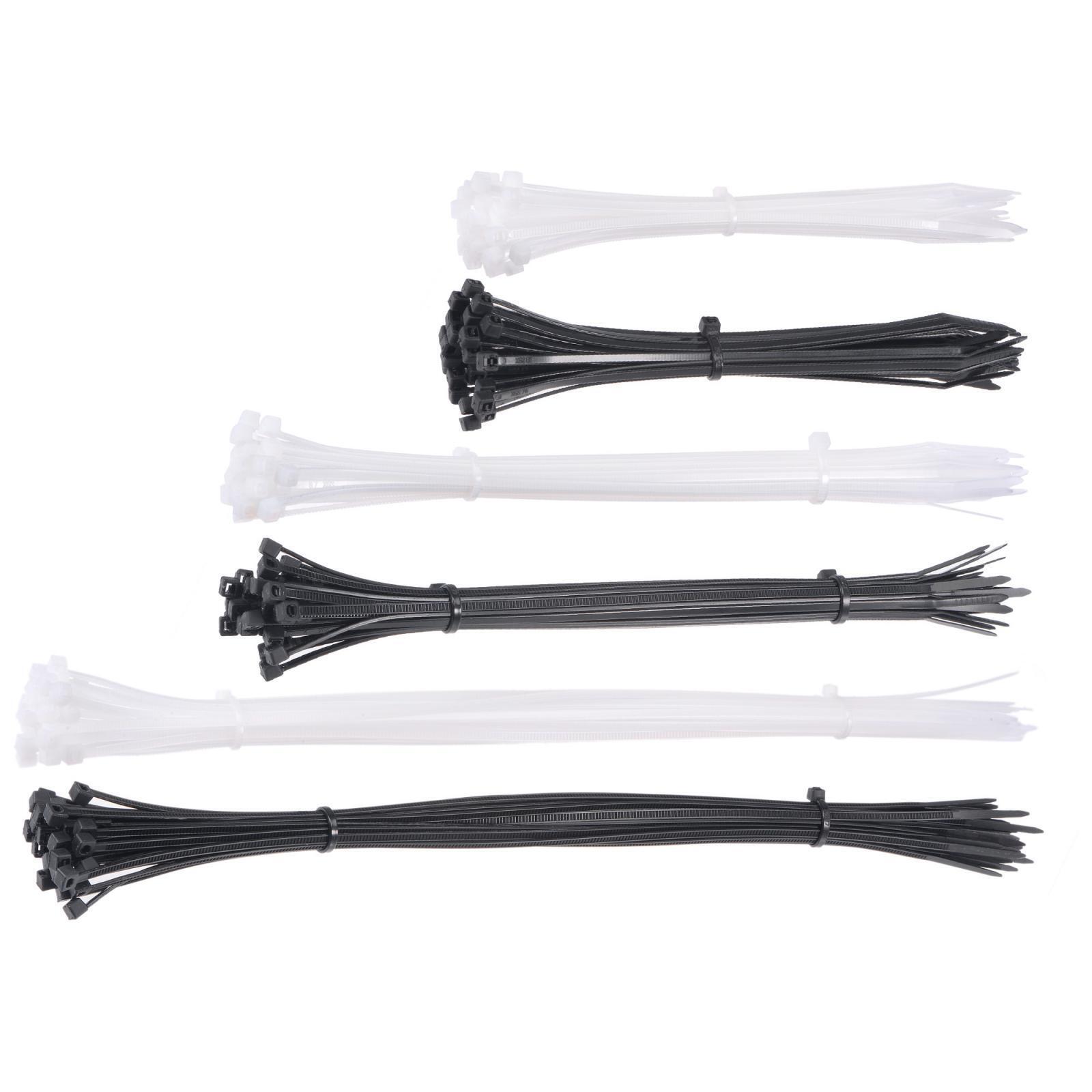 Nylon Cable Tie 6" 8" 12" Length 0.1" Self-locking Zip Tie Black White 180pcs