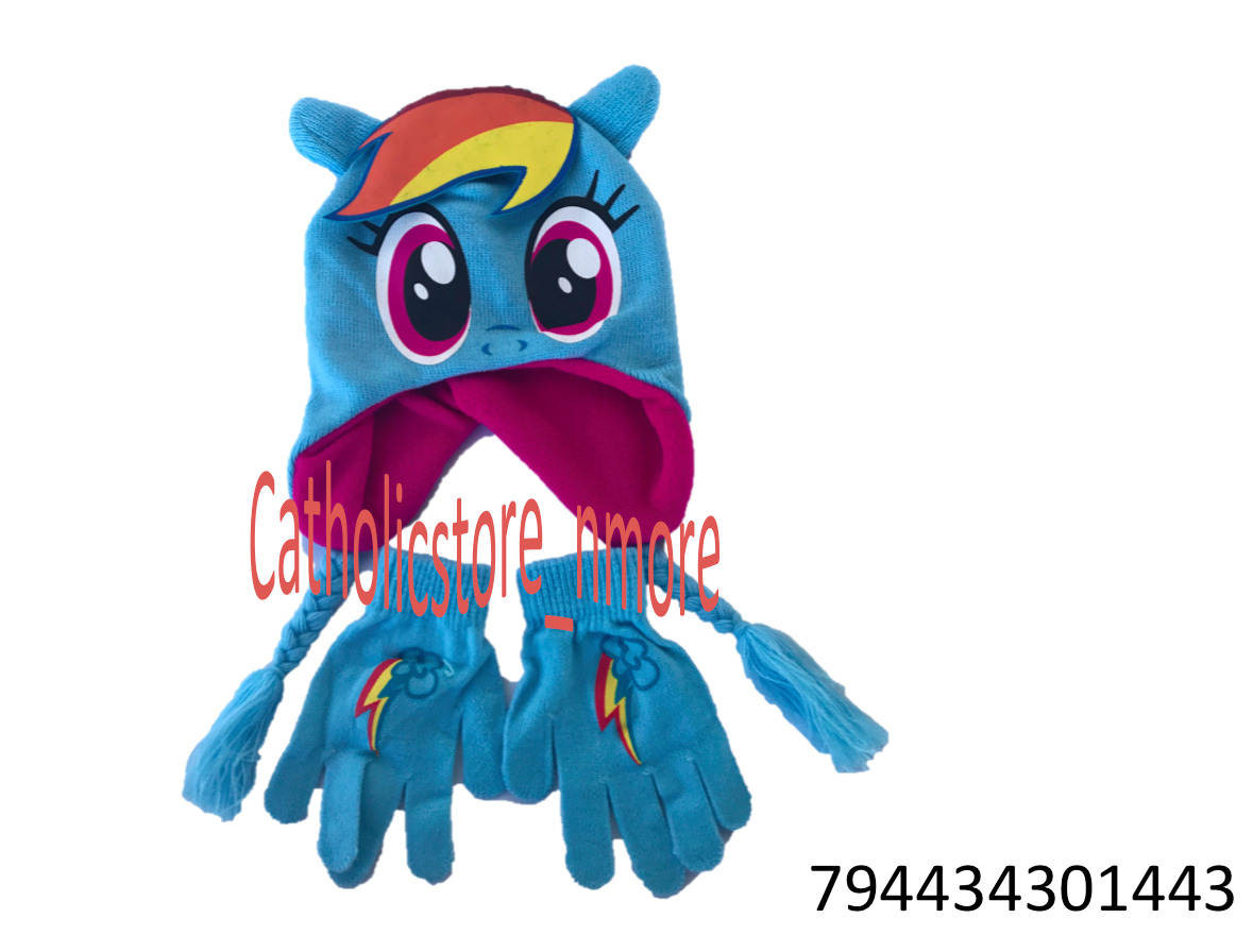 Hasbro My Little Pony Girls Winter One Size Beanie Knit Hat And Gloves Set-1443