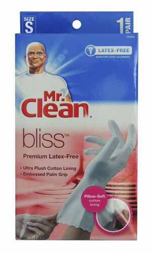Mr. Clean Bliss Premium Latex Free Cleaning Gloves 12 Inch, Small 1 Pair - White