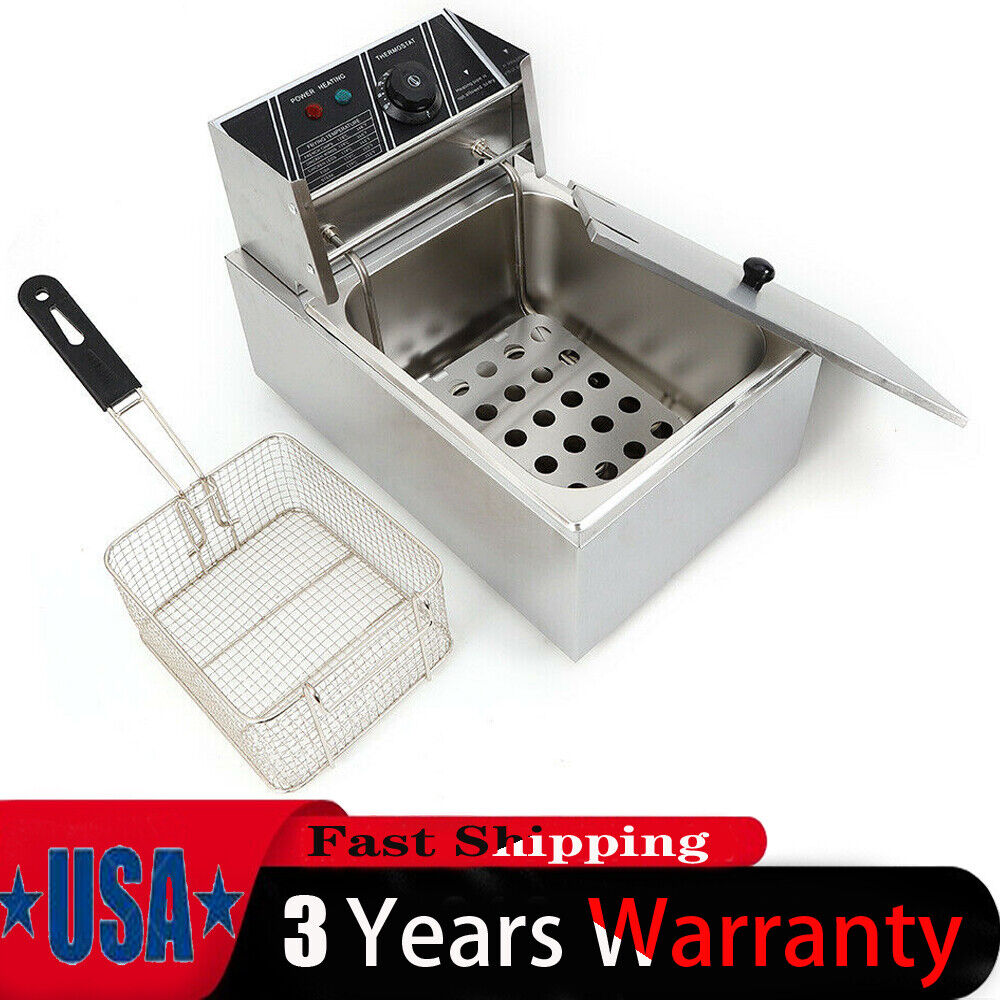 6.3qt 1700w 6l Electric Deep Fryer Tank Commercial&home Stainless Steel New