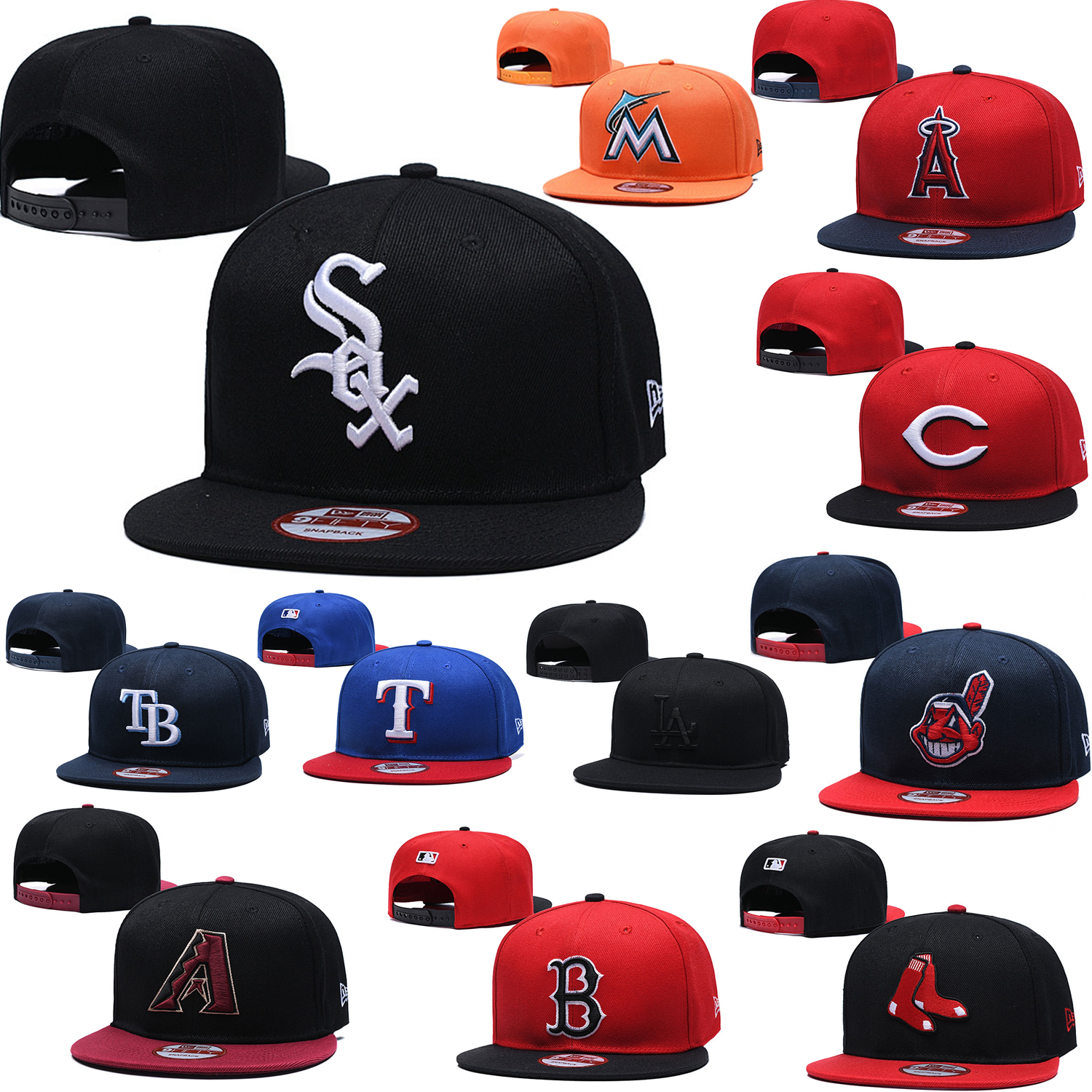 Classic Unisex Embroidery Mlb Baseball Hat Flat Brim Team Snapback Sports Cap