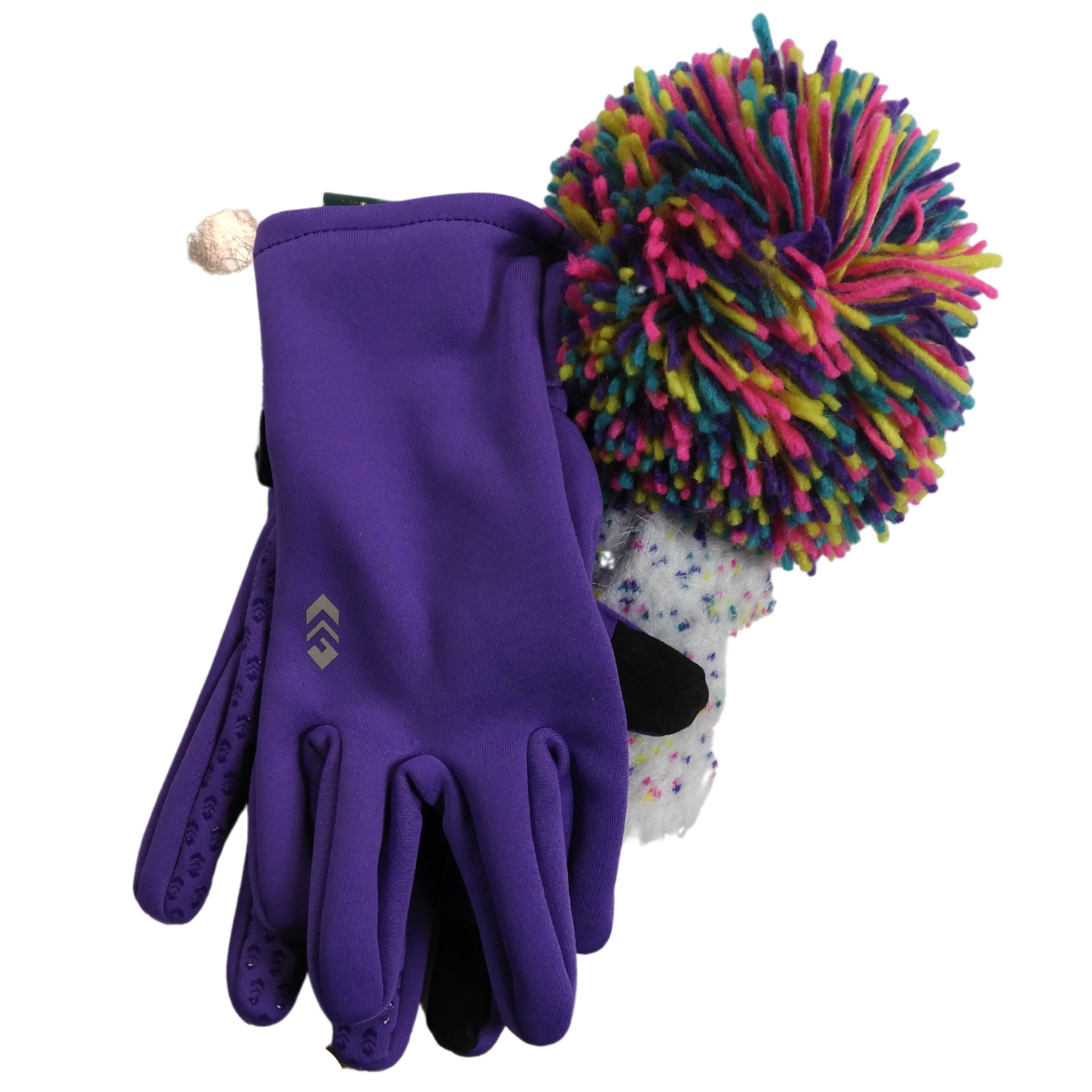 Nwt Free Country Purple Winter Hat & Non-slip Grip Glove Set Girls Size L/xl