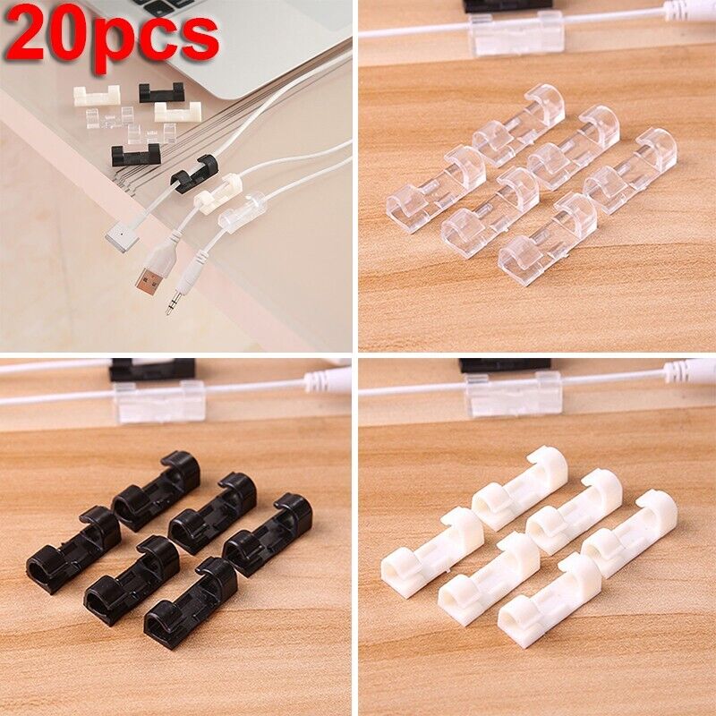Cable Clips Management Holder Cord Wire Line Organizer Self-adhesive Au