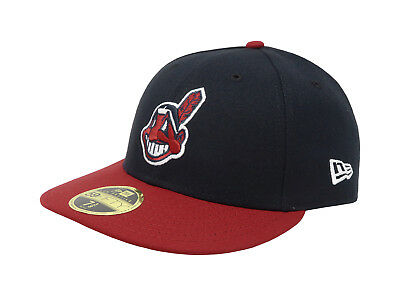 New Era 59fifty Hat Men's Mlb Low Profile Cleveland Indians Navy Blue Red Cap