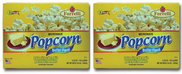 Forrelli Microwave Popcorn, Butter Flavor, 3 Bags Of 2.6oz (pack Of 2)