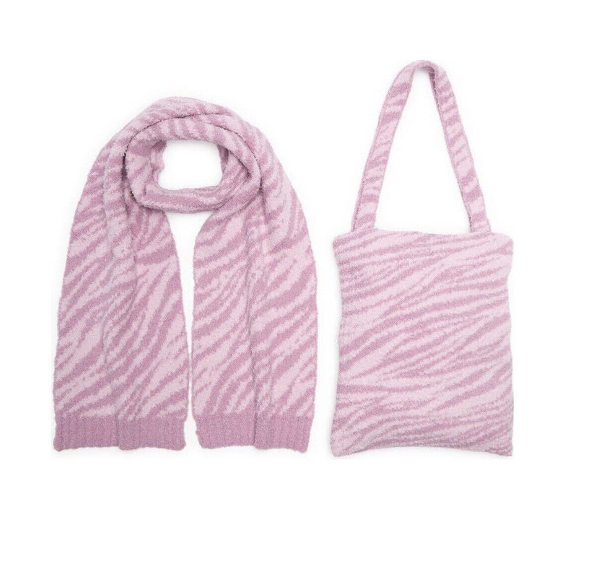 Bp Tote And Scarf Set Pink Purple Zebra Soft Fluffy