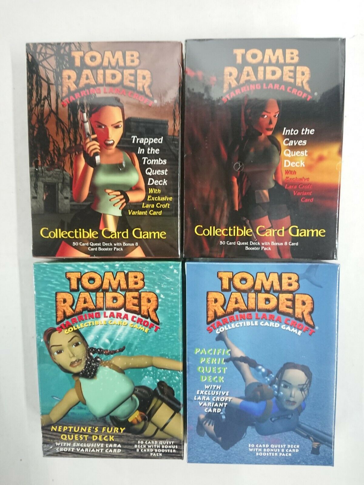 4 Lot Vintage Game Tomb Raider Collectible Card Games 1999 Lara Croft Variant
