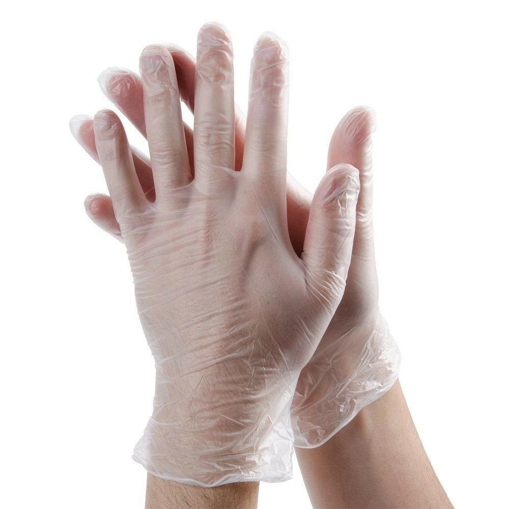 Clear Vinyl Disposable Gloves Powder Free Latex Free Food Grade Cleaning 4 Sizes