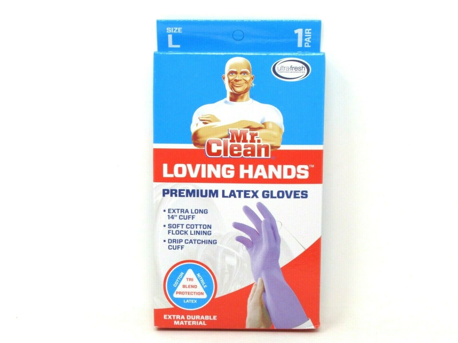 Mr Clean Loving Hands Extra Long Premium Latex Gloves Size Large Purple 1 Pair