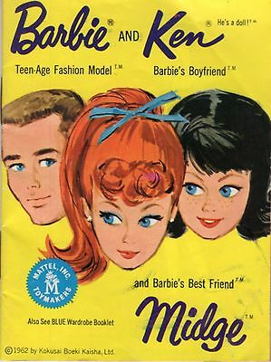 1962 Barbie, Ken And Midge Wardrobe Booklet - Great Condition - Free Shipping