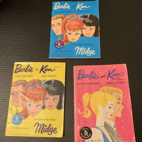 Vintage Lot Of 3 Barbie And Ken Midge Teenage Fashion Model Mini Magazine 1960's