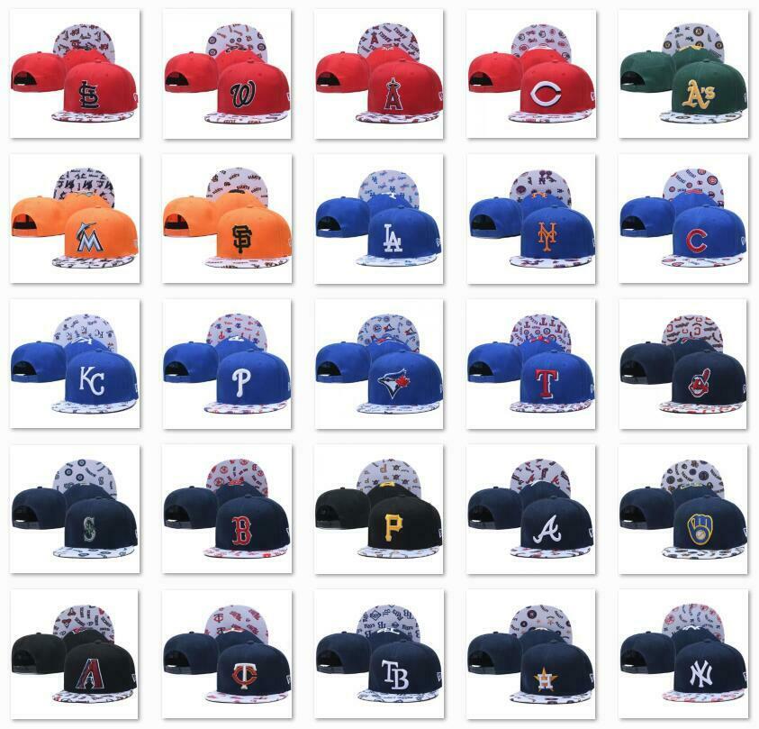 Classic Embroidered Mlb Flat Brim Hip Hop Cap Snap-back Sports Hat For Unisex
