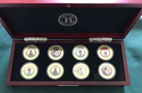 Bradford Diana Princess Of Wales Collection 8 Medals Gold Plated Proof W/box Rr.