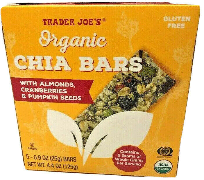 ❤️4 Pack Trader Joe’s Organic Chia Bars W/ Almonds,cranberries, & Pumpkin Seeds