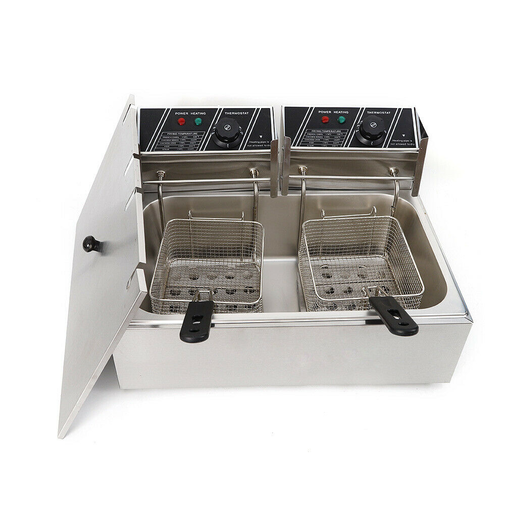 12l Electric Commercial Countertop Stainless Steel Dual Tank Deep Fryer 5000w Us