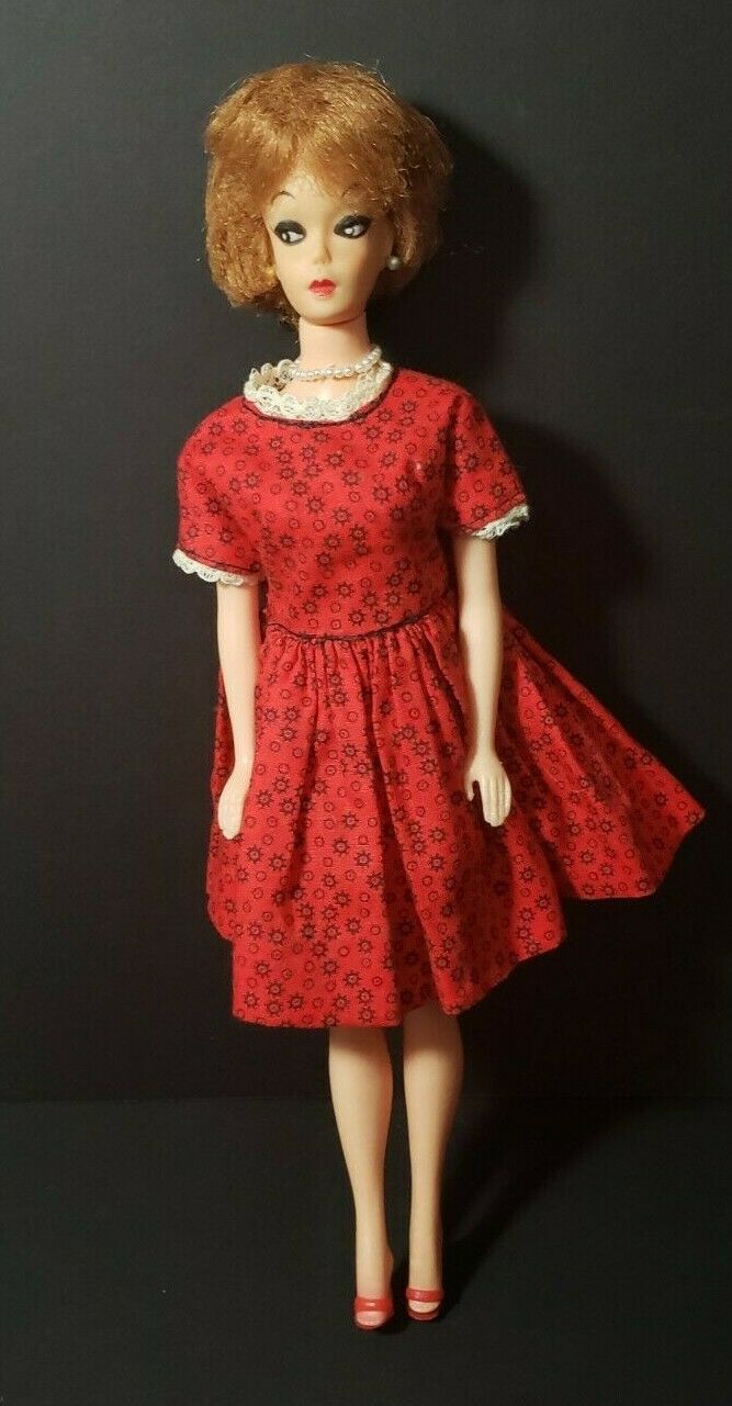 1960s  Very Rare Davetek Clone Barbie In Handmade Dress And Shoes Bubble Head