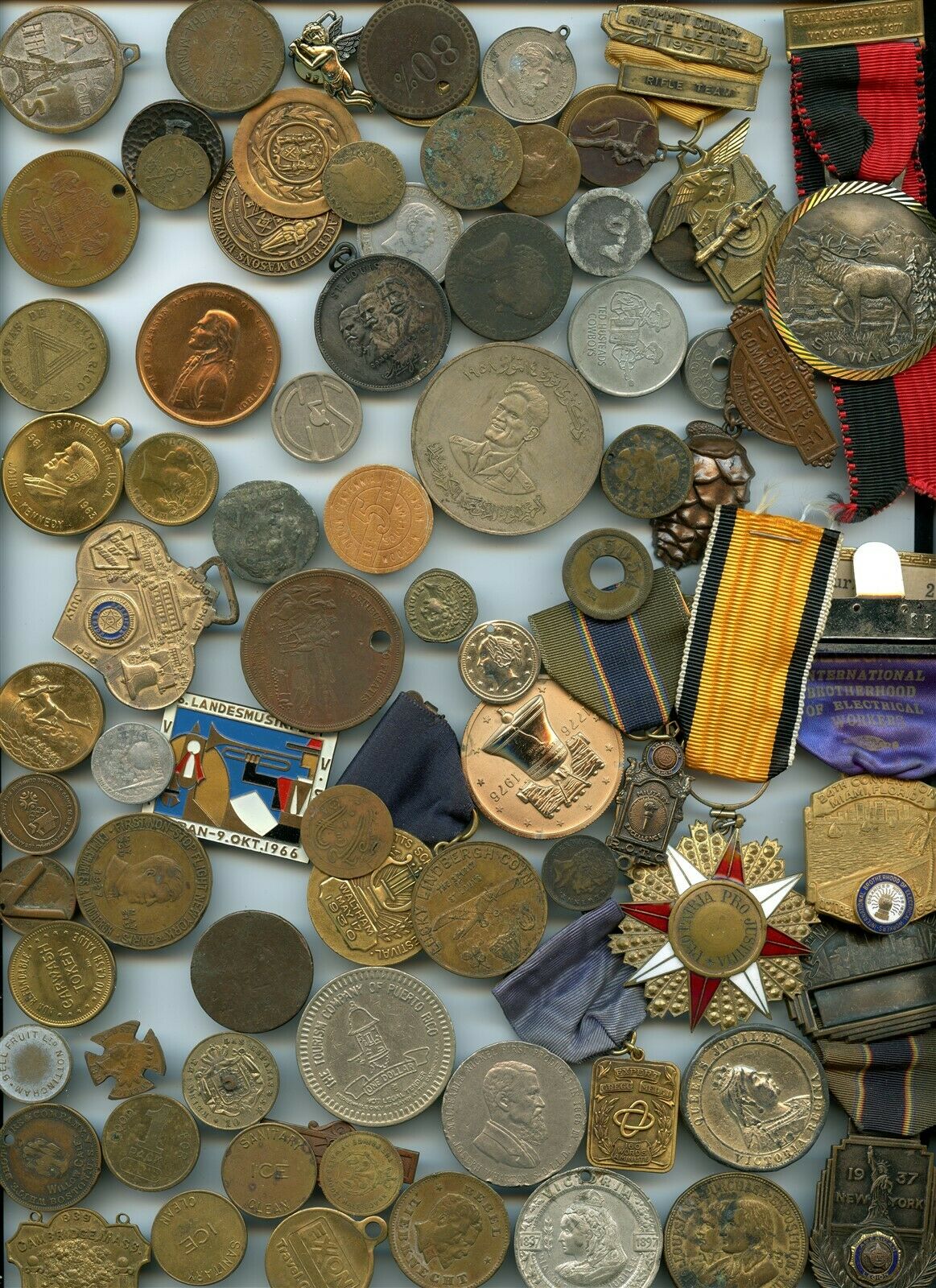Large Lot Exonumia Tokens Medals Pins Many Types Nice Lot Some Junk Some Better